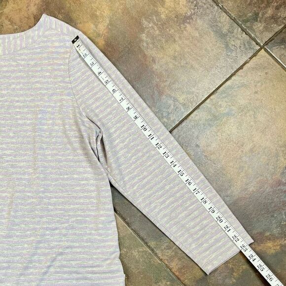 Chico’s Striped Purple Shimmer Silver Blouse Long Sleeves 3 XL 16 - Picture 7 of 11